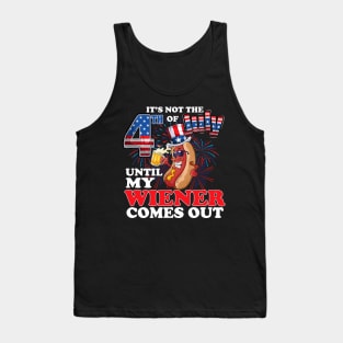 4th of July Hot Dog Wiener Comes Out Adult Humor Tank Top